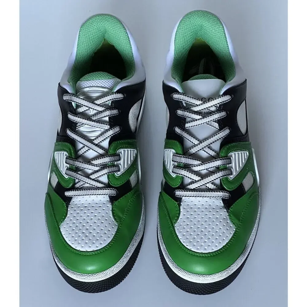 Gucci Men's Low-top White/Green Leather Sneakers 11.5 US (Gucci 11G) 697882 NIB